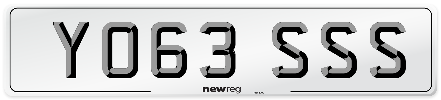 YO63 SSS Number Plate from New Reg